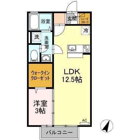ヴェルデ津森(1LDK/2階)の間取り写真