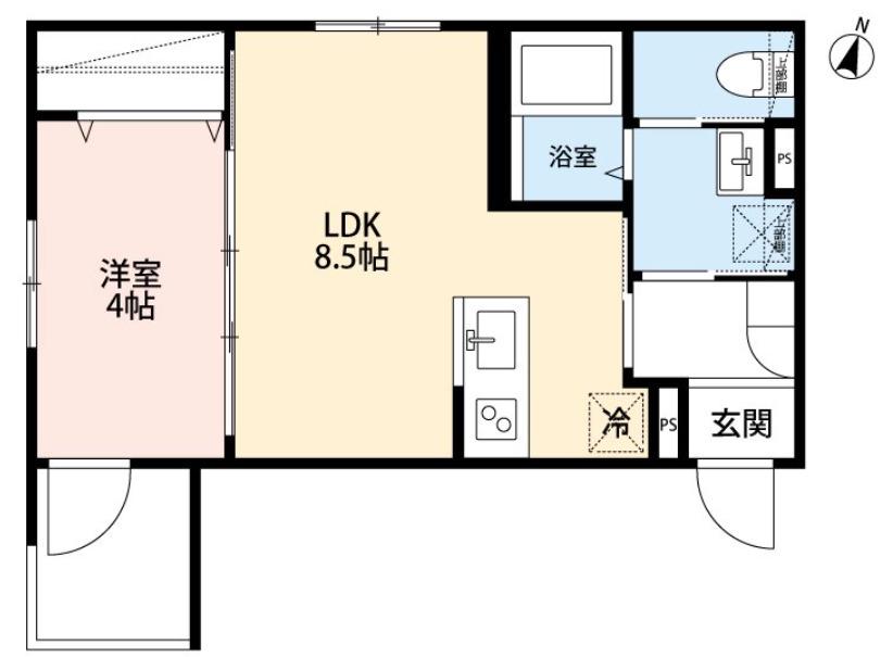 ノエル指扇(1LDK/3階)の間取り写真