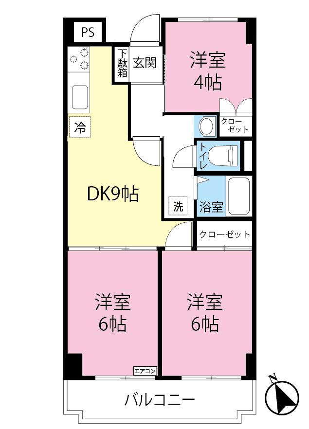 ベルテ都筑(3DK/2階)の間取り写真