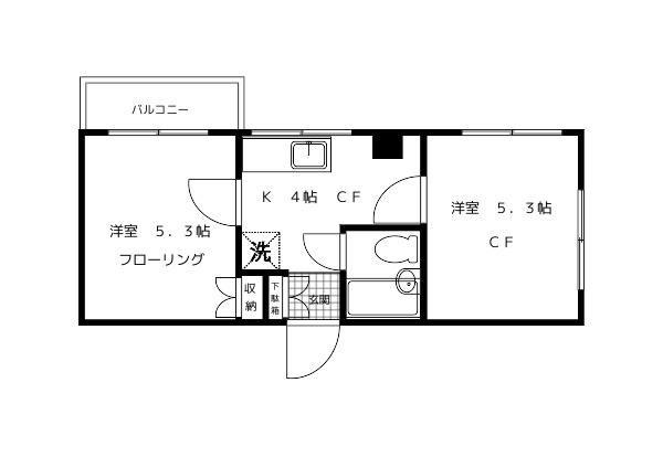 橋本ハイツ(2K/1階)の間取り写真