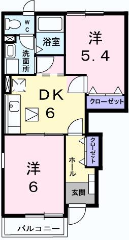 白蔵 IIIA(2DK/1階)の間取り写真