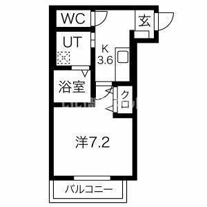 プラザドゥシャレー(1K/3階)の間取り写真