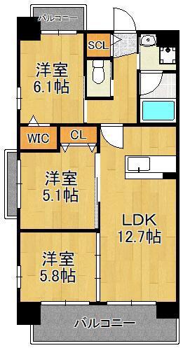 コンダクトレジデンスTOKURIKI(3LDK/5階)の間取り写真