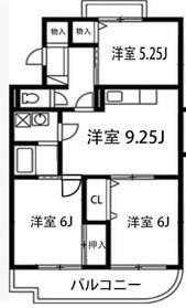 ヴィラ・ロイヤルマンション(3LDK/3階)の間取り写真