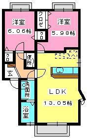 パークサイドY&Y(2LDK/2階)の間取り写真