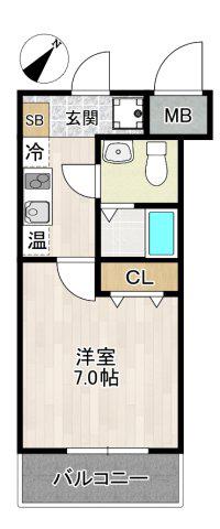 レクシア南瓦町(1K/2階)の間取り写真