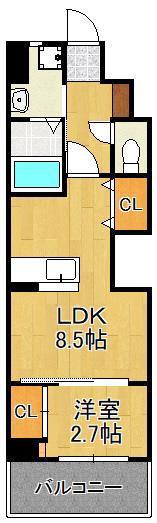 STUDIE小文字通(1LDK/8階)の間取り写真