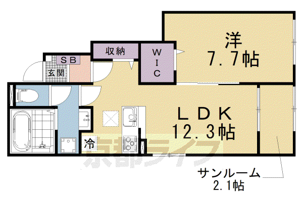 ヒカルサ仰木の里I(1LDK/1階)の間取り写真