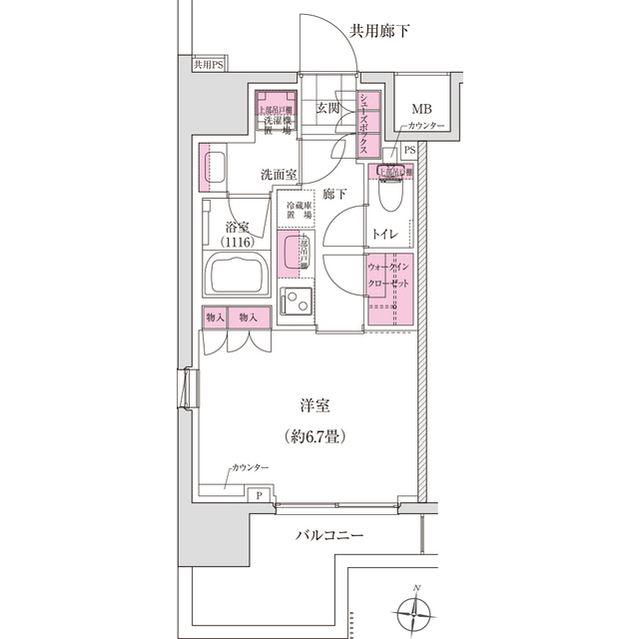 ディームス木場(1K/5階)の間取り写真