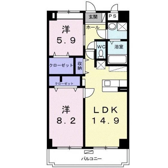 プランドールM(2LDK/6階)の間取り写真