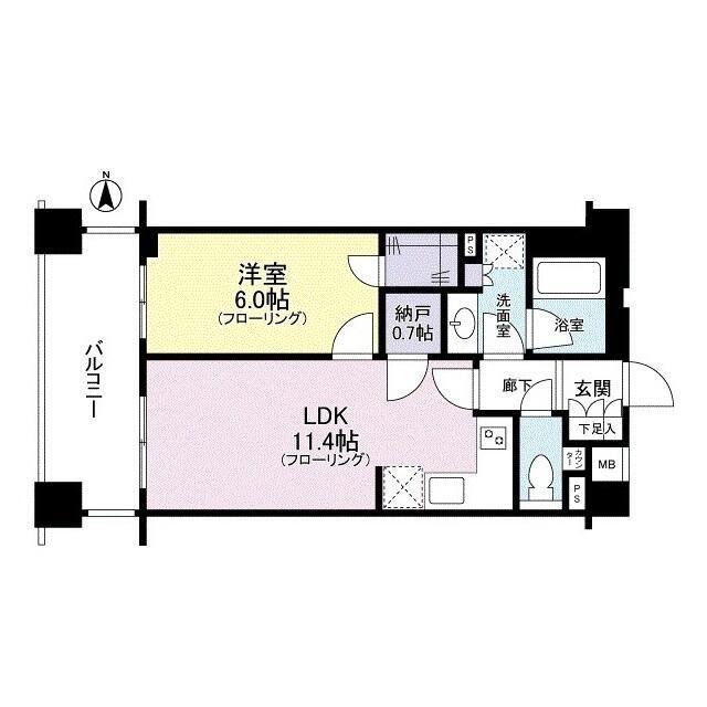 クレアホームズ新宿百人町(1LDK/5階)の間取り写真