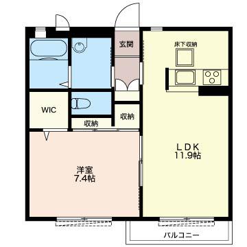 グランパークJIN(1LDK/2階)の間取り写真