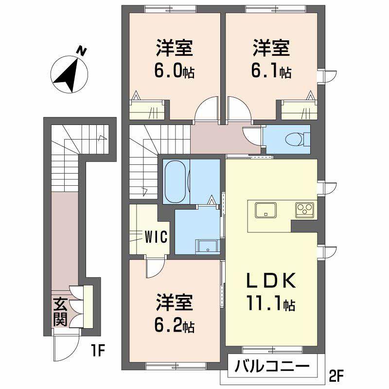 メゾン・ド・プルメリアIII(3LDK/2階)の間取り写真