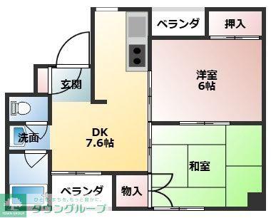 サンハイツ柳沢(2DK/2階)の間取り写真