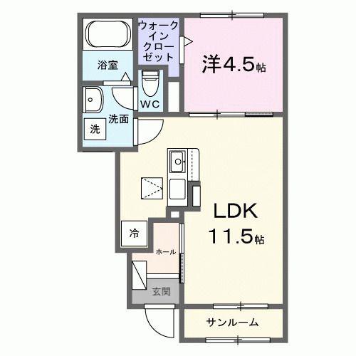 ロイヤルIV(1LDK/1階)の間取り写真