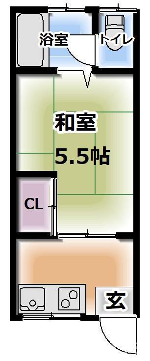 月出ハイツ(1K/2階)の間取り写真