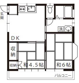 シルクII(2DK/2階)の間取り写真