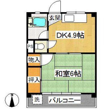 第2みそのハイツ(1DK/2階)の間取り写真