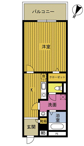 パークサイド34(1K/2階)の間取り写真