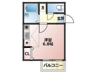 プランタン衣笠町(ワンルーム/2階)の間取り写真