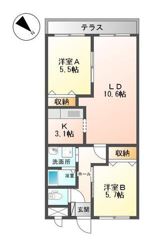 TOWA(2LDK/1階)の間取り写真