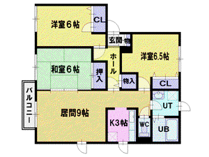フォーチュナパーク一番町B(3LDK/2階)の間取り写真