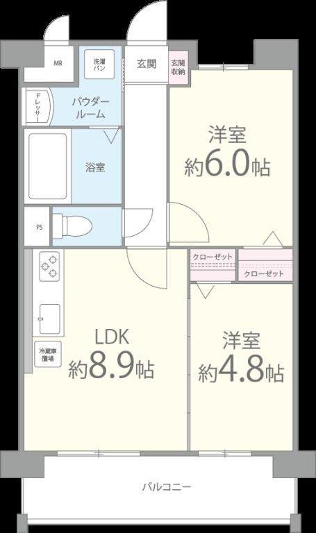 BLAHIGHTS(2DK/6階)の間取り写真