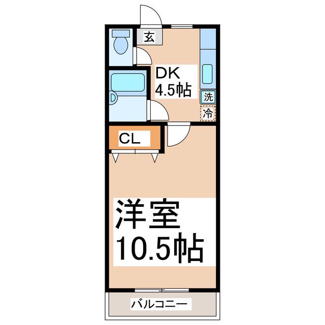 オークスコーポ(1DK/1階)の間取り写真