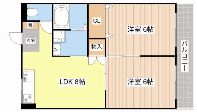 フォルサI号館(2DK/1階)の間取り写真