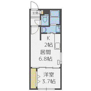 スマイル北10 イースト(1LDK/4階)の間取り写真