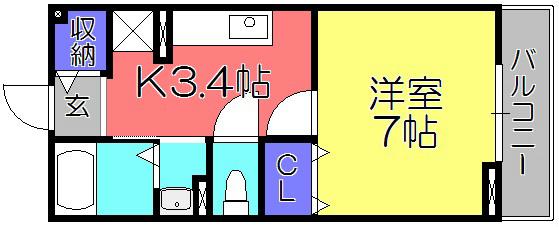 CHARME金屋(1K/1階)の間取り写真