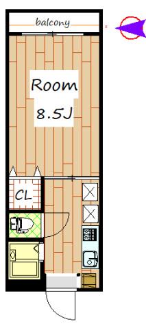 ハイツフレンド力丸II(1K/2階)の間取り写真