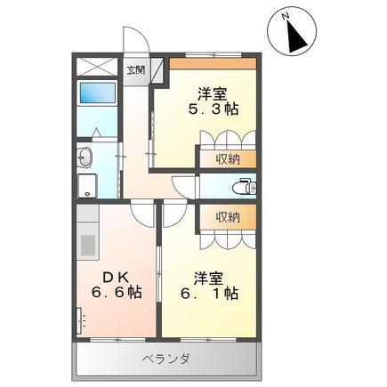 プロニティ(2DK/1階)の間取り写真