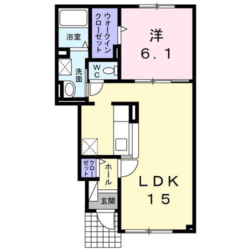 ひまわり(1LDK/1階)の間取り写真