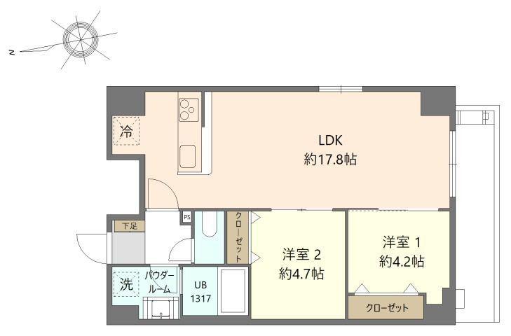 コンフォルト葛西(2LDK/2階)の間取り写真