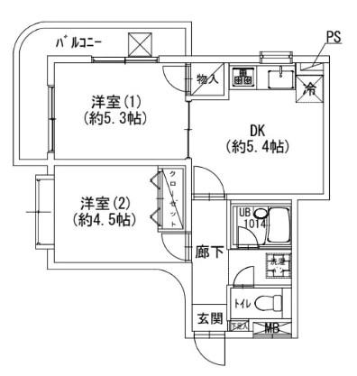サクセスM(2DK/1階)の間取り写真