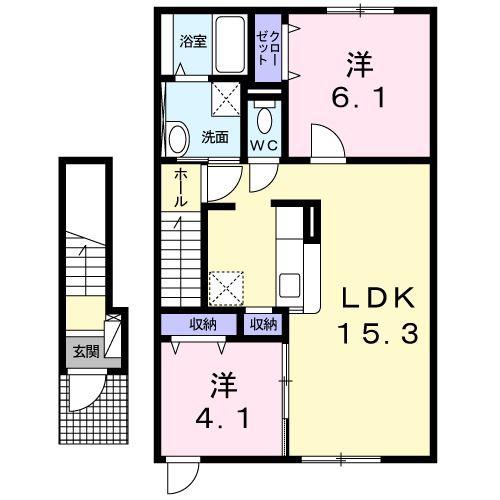 メゾン ジャンティーユ(2LDK/2階)の間取り写真