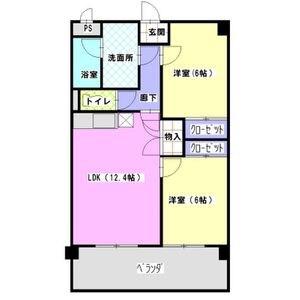 レージュフェイマス(2LDK/2階)の間取り写真