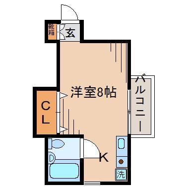サンハウス(ワンルーム/2階)の間取り写真