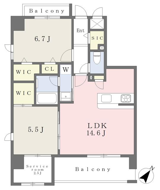 OAK VILLA 桜並木クラス(2LDK/5階)の間取り写真