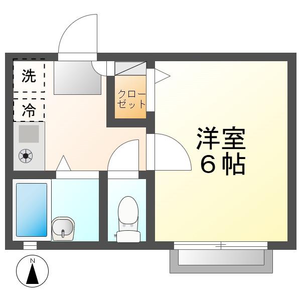 ボヌール(1K/2階)の間取り写真