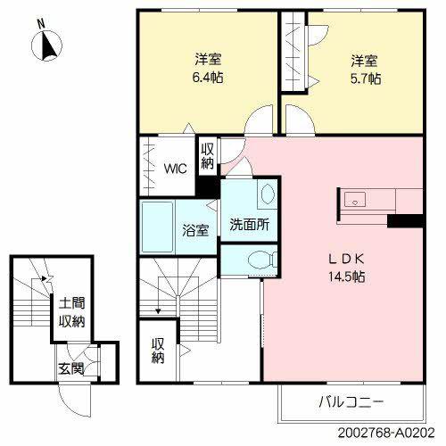 プロヌーブ ブライトネス(2LDK/2階)の間取り写真