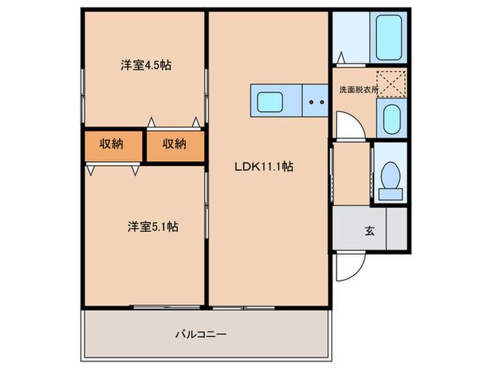 ARCBLISS三苫IV(2LDK/2階)の間取り写真