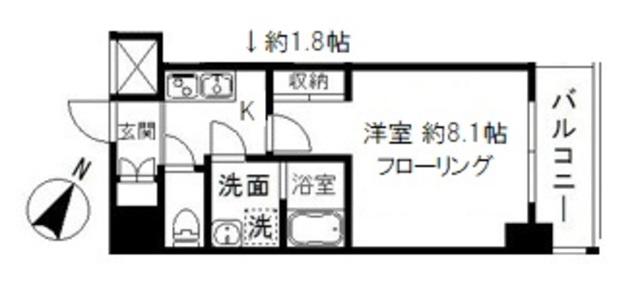 エレンシアK(1K/6階)の間取り写真