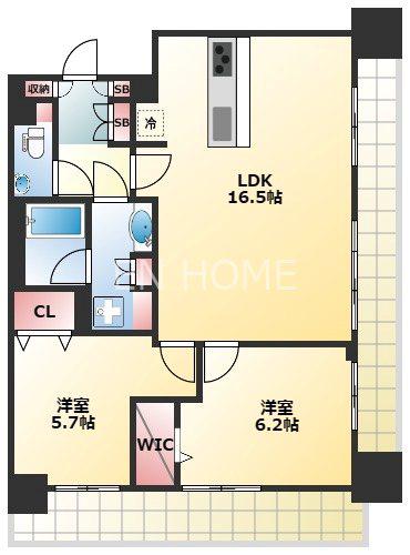 ライオンズマンション松屋町(2LDK/4階)の間取り写真
