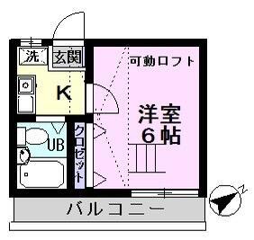 アネックス矢切2期(1K/1階)の間取り写真
