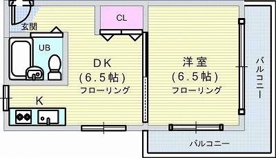 ニューライン城山(1DK/2階)の間取り写真