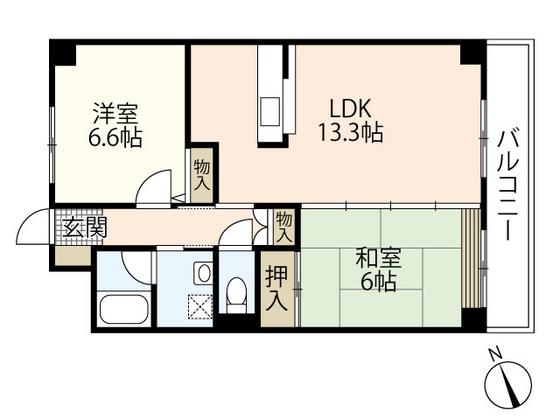YASUDA BLD 7(2LDK/6階)の間取り写真