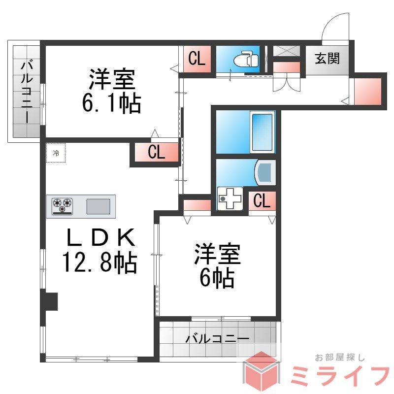 メゾン・ド・グランドール(2LDK/2階)の間取り写真