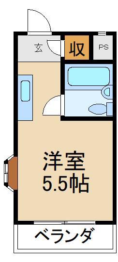 ハイツ長尾(1K/2階)の間取り写真